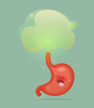 The stomach is fart because of acid in the stomach. clipart