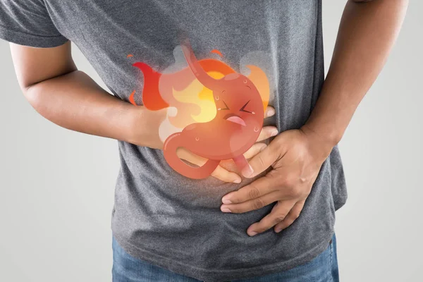Sintomi di malattia da reflusso acido o bruciore di stomaco — Foto Stock