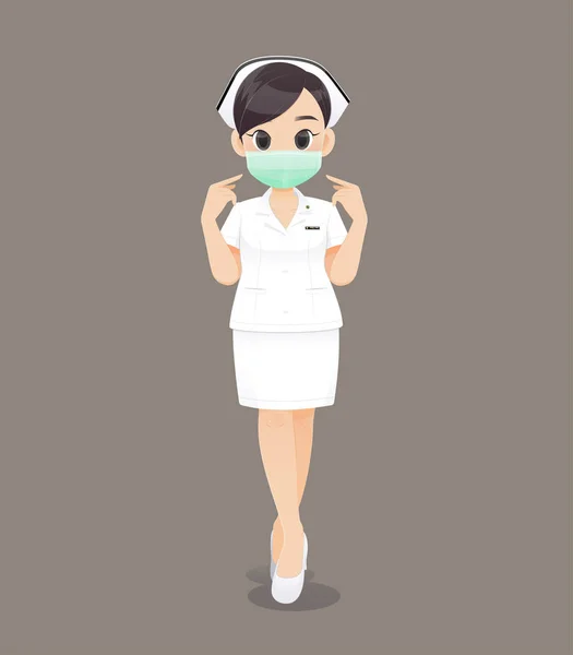 Tailandia enfermería en uniforme blanco — Archivo Imágenes Vectoriales