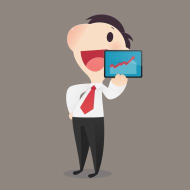 İşadamı sunan iş büyüme grafiği.