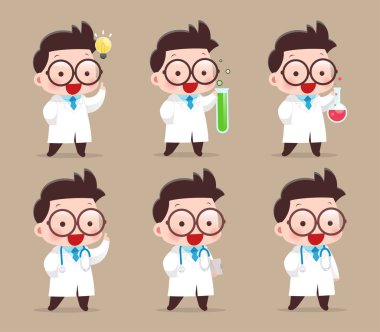 Çizgi film bilim adamı tüp ve bilim deneyleri