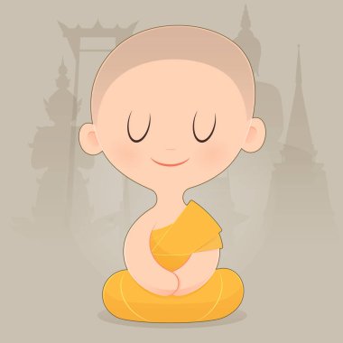Güneydoğu Asya 'nın Budist Keşişi çizgi filmi. Meditasyon