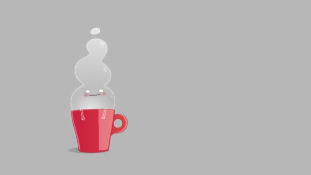 Animation 2D fumée sur une tasse de café rouge