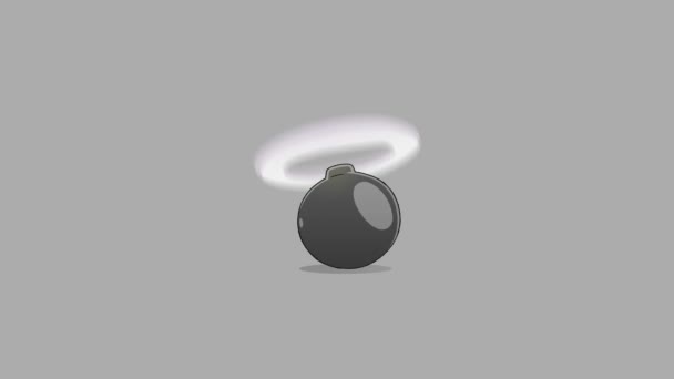 Animation Bombe Noire Dessins Animés Drôles Concept Dommages Bombe Fumée — Video