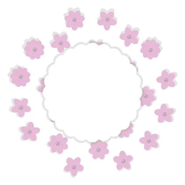 Samenstelling Baby Roze Papier Met Bloemen Parelwitte Kralen Wolk Plaats — Stockvector