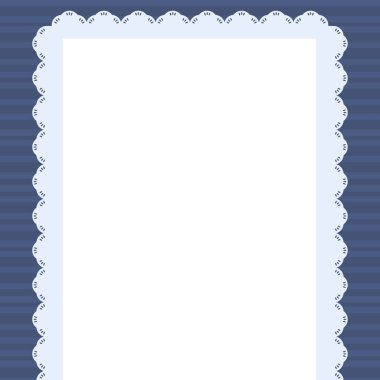 beyaz dikdörtgen peçete ile oyulmuş mavi kenar çizgili koyu mavi arka plan dekor scrapbooking vektör çizim üzerinde