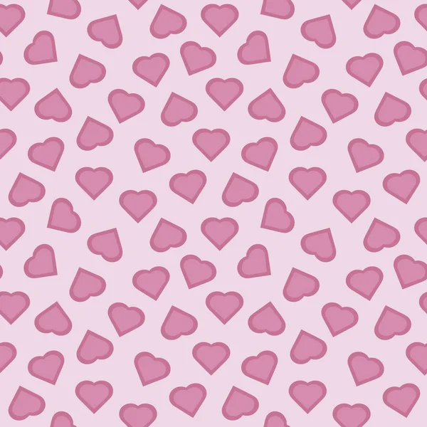 Patrón Simples Corazones Color Rosa Con Contorno Sobre Fondo Rosa — Archivo Imágenes Vectoriales