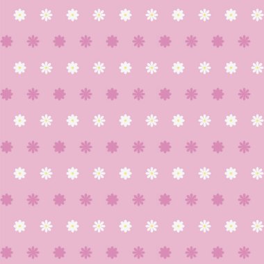 basit pembe vektör arka plan beyaz papatya ile iki koyu pembe ve sarı bir orta ile kontür dizili güzel sevimli çocukça kız gölgeler