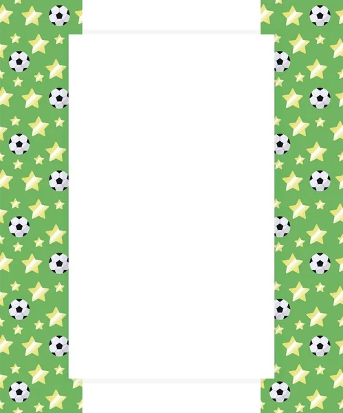 topu ve sarı yıldız bir desen bir futbol ile olan yeşil bir alana kenarlarında metin yazma için bir boş yer orta bir harfle yazarken ve okurken futbol çocuk spor şablon vektör.