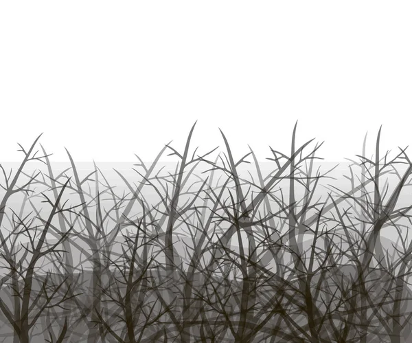 Branches Arbres Croisées Sur Fond Brouillard Gris Vecteur Déprimé Fond — Image vectorielle