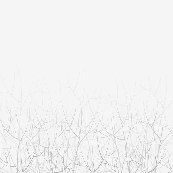 灰色哀伤的忧郁的树状树枝洒在森林白光背景下的雾向量图解 — 图库矢量图片