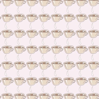 Kakao içki ve hatmi gri duman bar hafif kahve arka plan Dikişsiz desen vektör arka plan üzerine çizilen dağılımı ile seramik birleşiyor