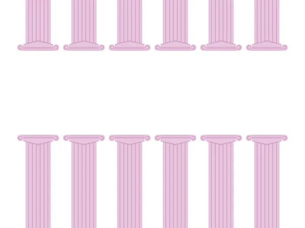 Классические Колонны Розового Цвета Строка Вниз Нижний Вектор Иллюстрации Рамка — стоковый вектор