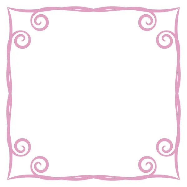 Frame Roze Eenvoudige Krullen Vector Illustratie Briefkaart Pagina Achtergrond Record — Stockvector