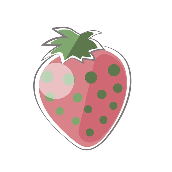 红色草莓与中风简单的程式化绘制水果浆果孤立在白色背景上 — 图库矢量图片