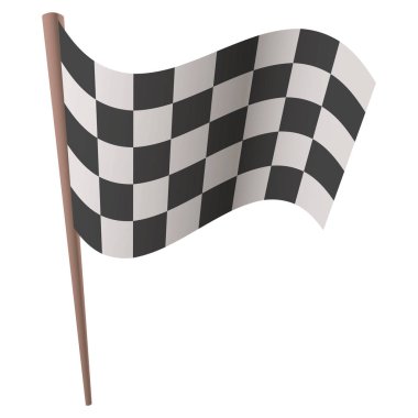 Bir basit siyah ve beyaz spor yarış geçti bayrak beyaz arka plan vektör illüstrasyon izole kahverengi iğne ile geçti.