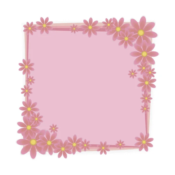 Ένα Τετραγωνικό Πλαίσιο Του Ροζ Χρώματος Μια Σύνθεση Από Λουλούδια — Διανυσματικό Αρχείο