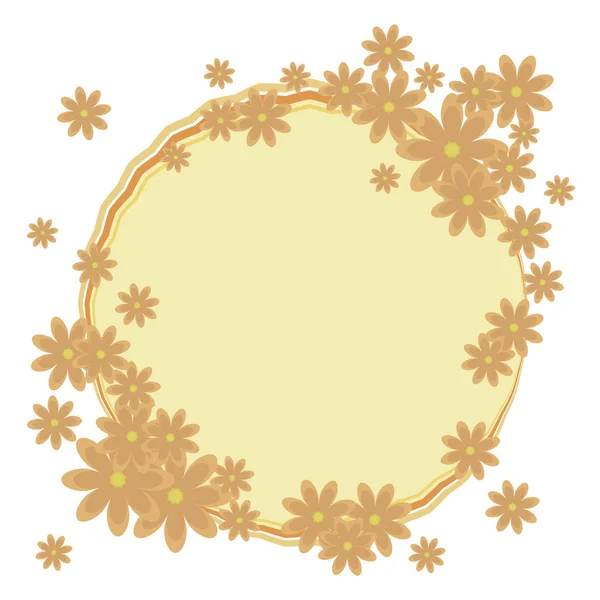 Frame Wreath Orange Composition Flowers Yellow Median Vector Object Isolated — Stock Vector