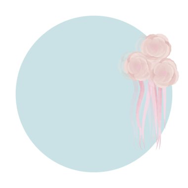 Kompozisyon şeritler bir mavi daire ayna vektör çizim kenarında kül gül.