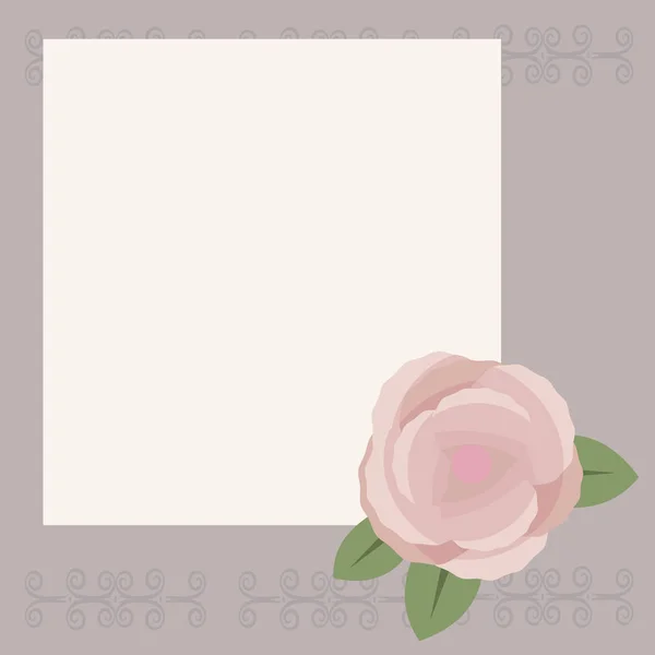 Белый Квадратный Лист Письма Поздравления Светлом Фоне Рисунком Розово Коричневая — стоковый вектор