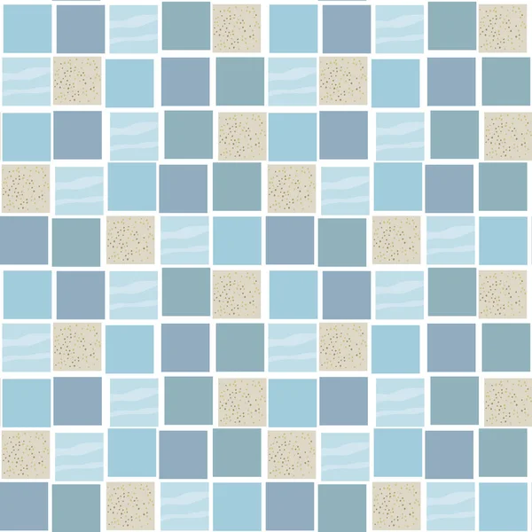 Azulejos Cuadrados Tonos Azules Beige Con Una Textura Arena Dibujado — Archivo Imágenes Vectoriales