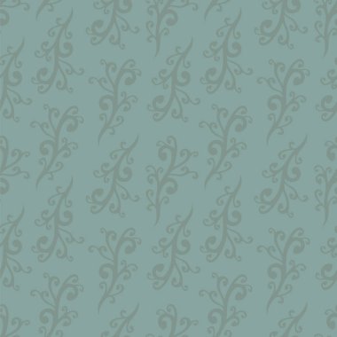 Mavi bitkisel desen arka plan dal büküm ile vektör sorunsuz süsü spiral.