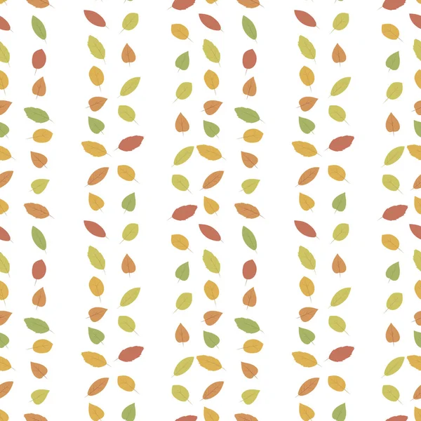 Autumn Fallen Leaves Multicolored Bright Yellow Red Green Vertical Stripes — Stock Vector