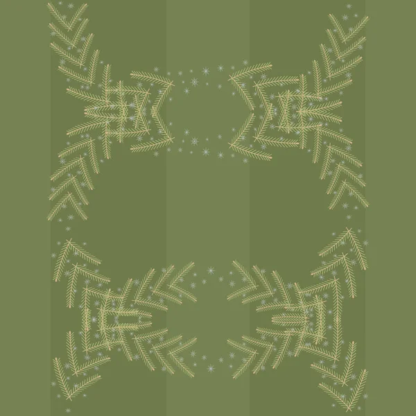 Зеленый Бесшовный Узор Рождественским Венком Еловыми Ветвями Снежинками — стоковый вектор