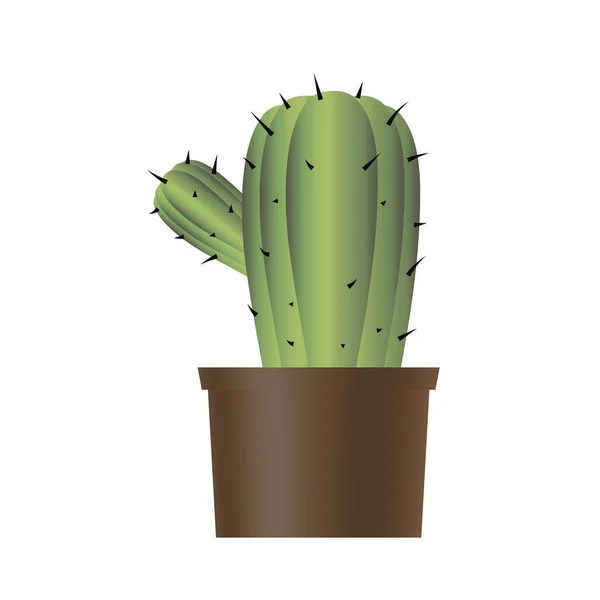 Vector Verde Aislado Sobre Fondo Blanco Objeto Cactus Dibujo Maceta — Archivo Imágenes Vectoriales