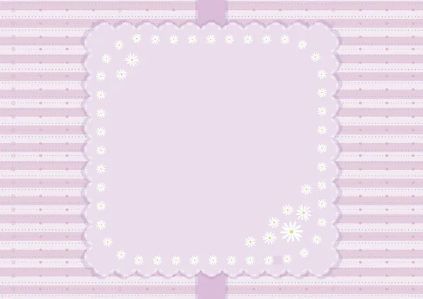 Carte Vectorielle Rayée Rose Avec Ruban Serviette Avec Motif Floral — Image vectorielle