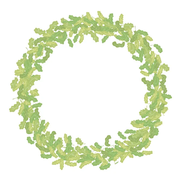 Round thick multilayer vector wreath of oak leaves of different shades isolated object on a white background. — Stock Vector
