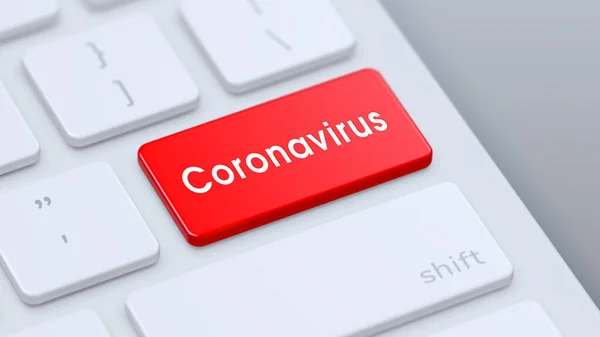 Modern Toetsenbord Met Rode Coronavirus Toets Kopieer Ruimte Illustratie — Stockfoto