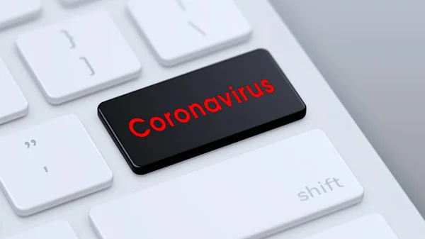 Teclado Moderno Con Tecla Coronavirus Negro Espacio Copia Ilustración —  Fotos de Stock