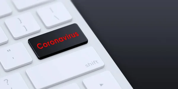 Modern Toetsenbord Met Zwarte Coronavirus Toets Kopieer Ruimte Illustratie — Stockfoto