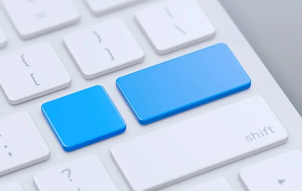 Teclado Moderno Con Teclas Azules Blanco Para Introducir Texto Logotipo —  Fotos de Stock