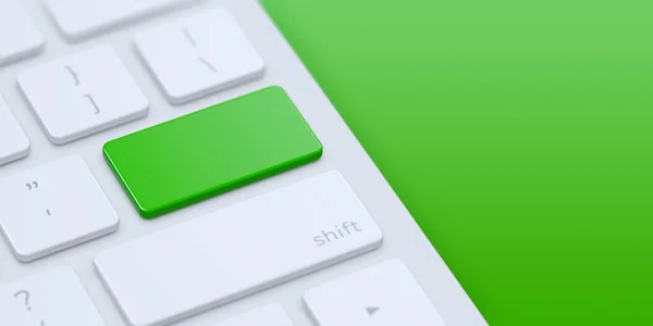 Teclado Moderno Con Tecla Verde Blanco Para Introducir Texto Logotipo —  Fotos de Stock