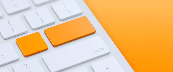 Teclado Moderno Com Teclas Laranja Branco Para Inserir Texto Logotipo — Fotografia de Stock