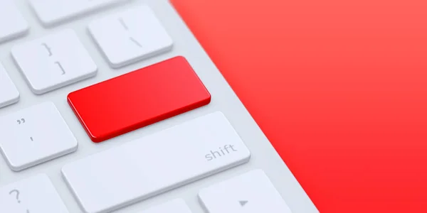 Teclado Moderno Con Tecla Roja Blanco Para Introducir Texto Logotipo —  Fotos de Stock