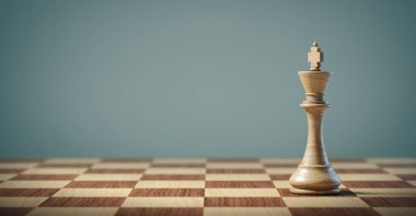 Satranç tahtasındaki beyaz papaz. İş, strateji ve liderlik kavramı.