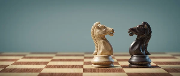 Knights on a chessboard. Business, strategy, conflict and leadership concept.