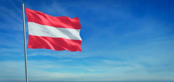 Bandera Nacional Austria Ondeando Viento Frente Cielo Azul Claro — Foto de Stock