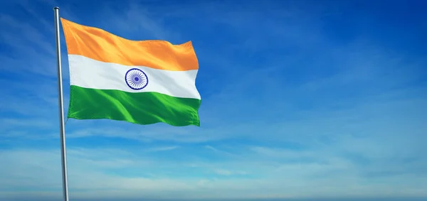 Bandiera Nazionale Dell India Che Soffia Nel Vento Fronte Cielo — Foto Stock