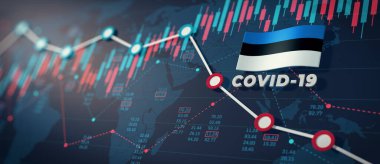 COVID-19 Coronavirus Estonya Ekonomik Etki Kavramsal Görüntü.