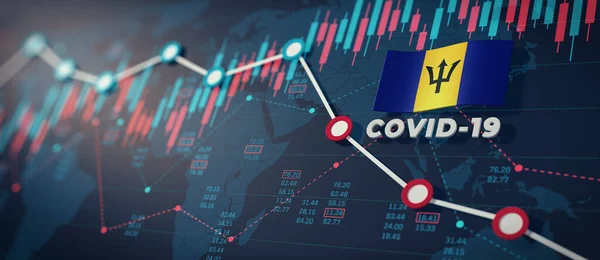 Covid Coronavirus Barbados Ekonomiska Konsekvenser Konceptbild — Stockfoto