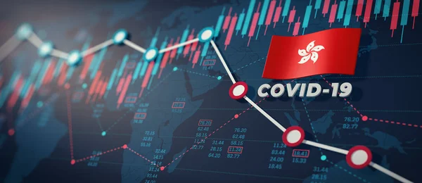 Covid Coronavirus Hongkong Ekonomický Dopad Koncepce Image — Stock fotografie