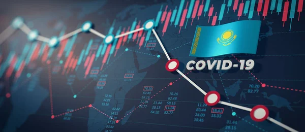 Covid Coronavirus Kazachstán Koncepce Ekonomického Dopadu Obrázek — Stock fotografie