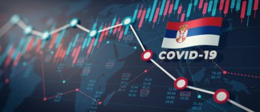 COVID-19 Coronavirus Sırbistan Ekonomik Etki Kavramsal Görüntü.