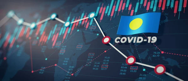 Covid 19コロナウイルスパラオ経済インパクトコンセプト画像 — ストック写真