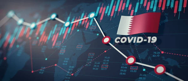 Imagen Del Covid Coronavirus Qatar Economic Impact Concept —  Fotos de Stock