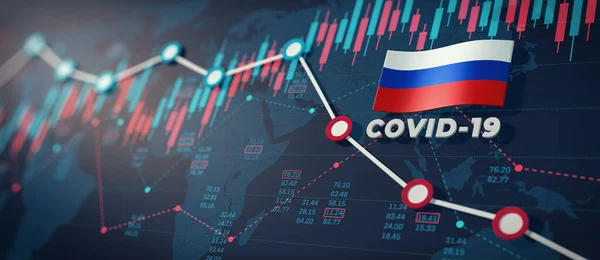 COVID-19 Coronavirüs Rusya Ekonomik Etki Kavramsal Görüntü.